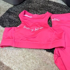 Pink Athletic Crop Top and Leggings Set